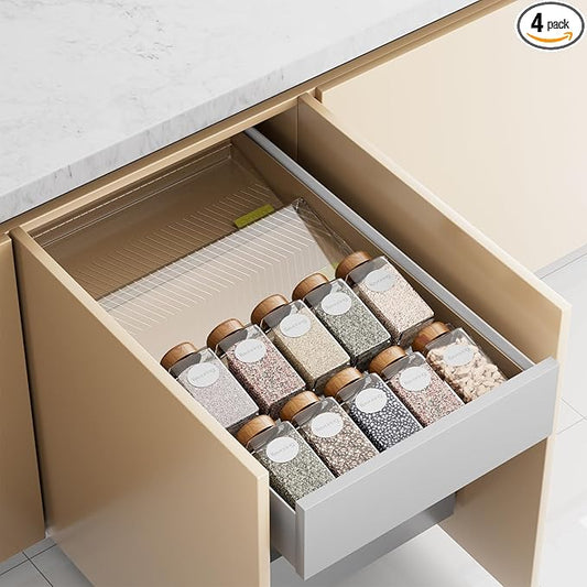 Spice Drawer Organizer, 4 Pack Clear Seasoning Organizer Rack, Kitchen Spice Rack Organizers for Drawer/Countertop (Jars Not Included, Expandable From 11" to 22" Wide)