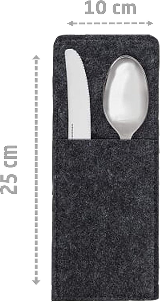 MIQIO® Cutlery Bags Made of Felt | Washable Set of 10 | Scandinavian Decoration | Flatware Organizer, Utensil Holder, Silverware Storage | Dark Grey Anthracite