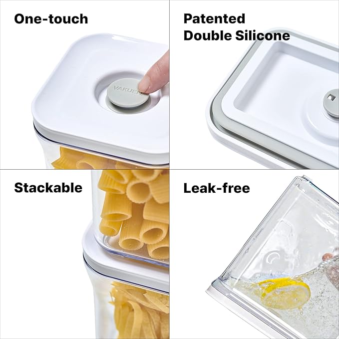 Premium Airtight Food Storage Containers, 2PC-SET(0.53qt), Smart One-Click Seal Lid, Patented Double Silicone Lining, 100% Leak Proof, BPA-FREE, Dishwasher, Freezer & Microwave Safe