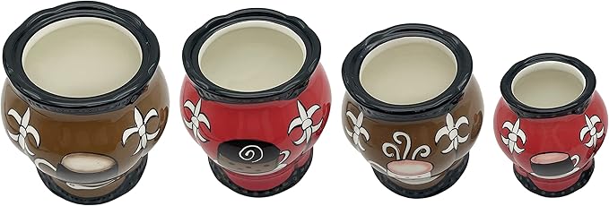 Tuscany Colorful Ceramic Coffee Bean Collection 4PC Canister Set with Lid, Kitchen Storage Jar, Food Storage Container, Airtight Storage Container With Rubber Seal for Coffee, Tea, Sugar, Flour