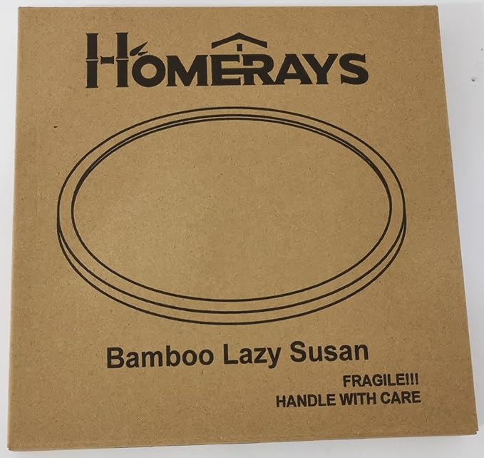Lazy Susan Organizer Homerays 10 Inch Non-Skid Bamboo Lazy Susan for Kitchen Rotating Spice Rack for Kitchen Cabinet, Wood Turntable for Kitchen Countertop Organizer