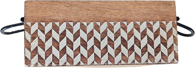 VANIYA CRAFTSR® Handmade Wooden Carved Design Compartments Cutlery Utensil Holder For Napkins, Spoons, Forks, Tissues, Knife (Natural White Finish)