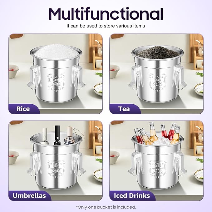 Stainless Steel Airtight Canister for Kitchen, Canisters Container with Lids, Three-buckle Sealing, Airtight Food Storage Container, for Home Hotels and Canteens for Rice, Flour, Grain, Coffee Bean