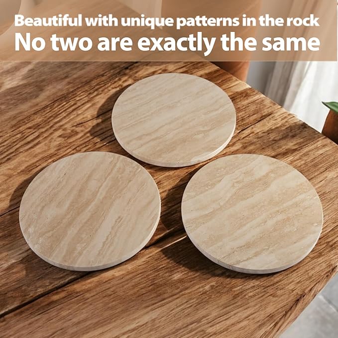 Travertine Lazy Susan for Table Top, 12 in Lazy Susan Turntable Organizer for Cabinet Pantry Kitchen Countertop Fridge Bathroom Makeup Vanity Countertop