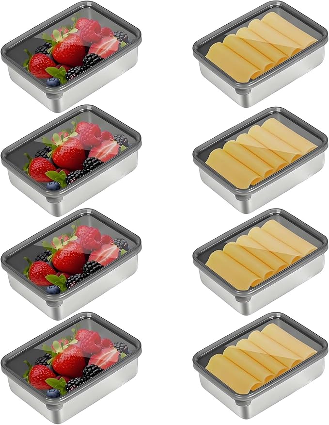 Cheese Container for Refrigerator,Fridge Storage Container,Deli Container with Lid,Bacon Container for Fridge,Bacon holder for Refrigerator,304SS Bacon Storage Container