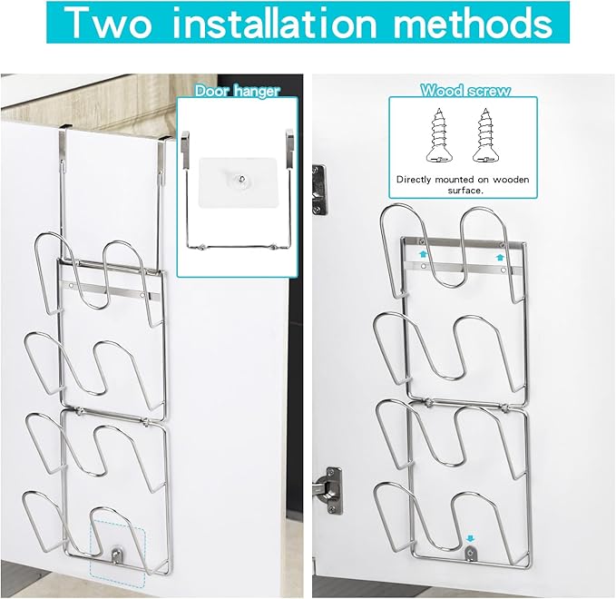 The-Cabinet Pot Lid Organizer,Door Mounted Pot cover rack,Pot Lid Storage,Cabinet-Hanging Type Pot Lid Rack,304 stainless steel Pot cover support in kitchen, cabinet and food cabinet