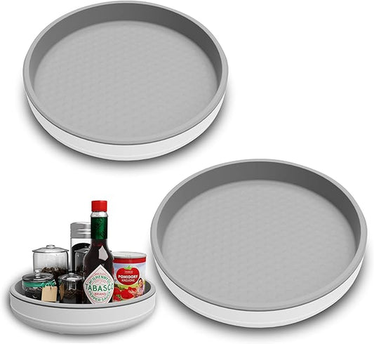 2 Pack 10 Inch Non-Skid Lazy Susan Turntable Organizers - Spinning Rack for Pantry Organization and Storage, Kitchen, Cabinet, Fridge, Bathroom Vanity, Countertop, Under Sink Organizing, Spice Rack
