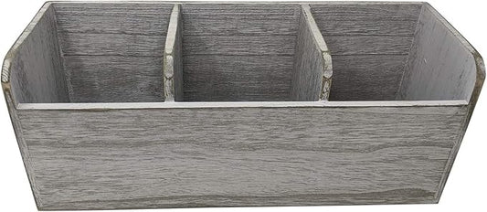 Gianna's Home Rustic Farmhouse 3 Compartment Wooden Countertop Kitchen Desk Caddy Utensil Organizer