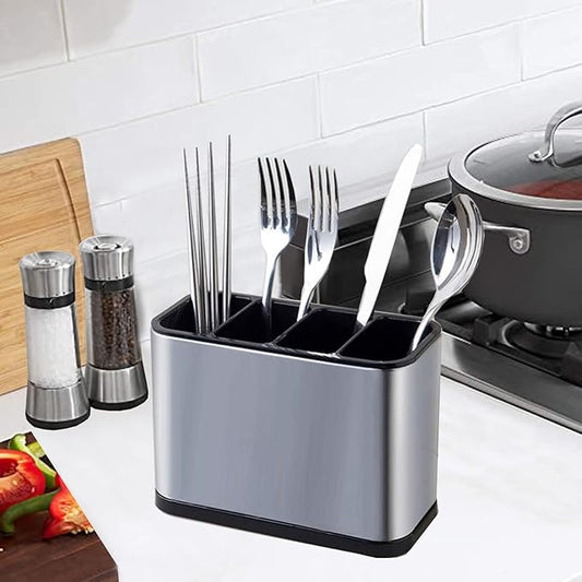 WAHSAN Flatware Caddy Stainless Steel Cutlery Holder Organizer, 7 L X 3.4 W X 5 H