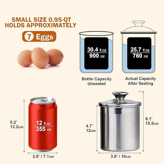 Cooks Standard Stainless Steel Food Jar Storage Canister Set Medium 4-Piece, 0.95qt/1.6qt/2.5qt/3.5qt Airtight Containers with Glass Lid for Tea Coffee Sugar Flour
