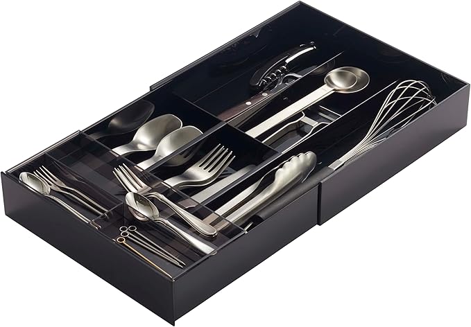 Yamazaki Home Tower Cutlery Drawer Organizer - Kitchen Silverware Utensil Storage Tray - Expandable Ii - Abs Plastic