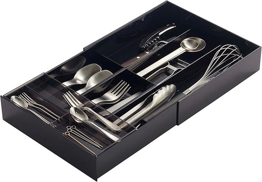 Yamazaki Home Tower Cutlery Drawer Organizer - Kitchen Silverware Utensil Storage Tray - Expandable Ii - Abs Plastic