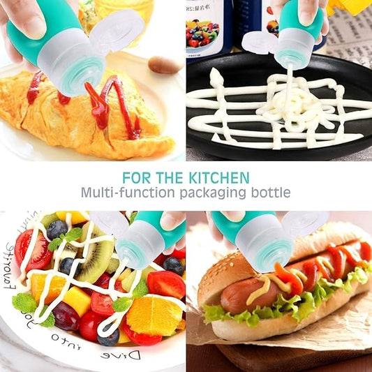 YINGGG Squeeze Portable Salad Dressing Container to Go Bottles for Sauces, Mini Salad Dressing Bottles，Leakproof Condiment Storage Bottle, Dressing to Go for Lunch set of 4 (37ML)