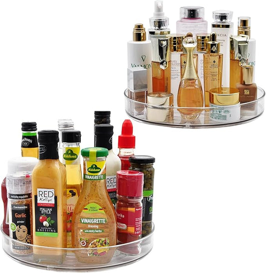 Amolliar 11" 2 Pack Lazy Susan Organizer, Non-Skid Rotating Turntable Spice Rack for Cabinet, Fridge, Kitchen, Pantry Organizers and Storage, Dining Table, Countertop, Vanity, Under Sink Organizer