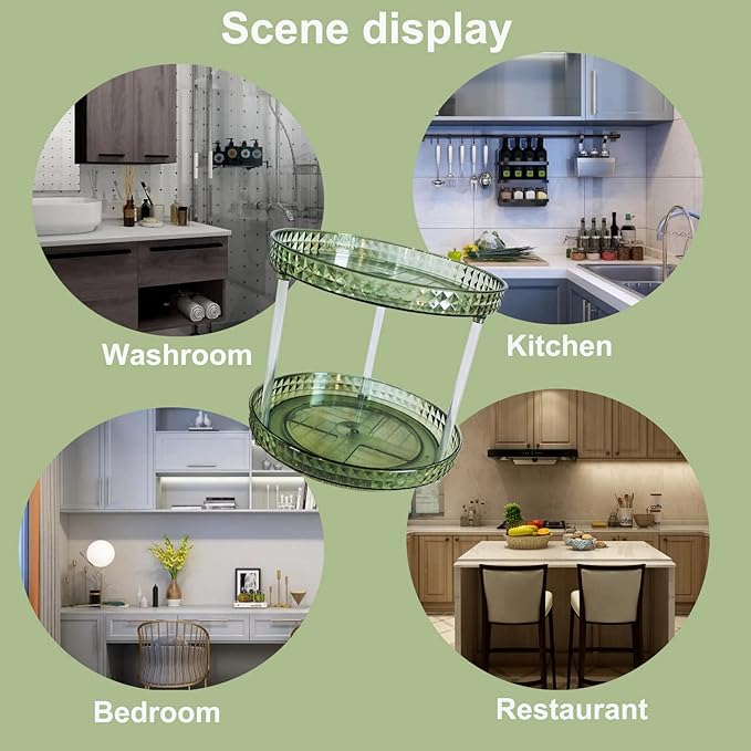 Lazy Susan Turntable Organizer, Rotating Makeup Organizer for Vanity, Desktop Cosmetics Display Cabinet Perfume Organizer for Kitchen, Bathroom, Dorm, Bedroom (Diamond Clear, 9.25inch 1 Tier)