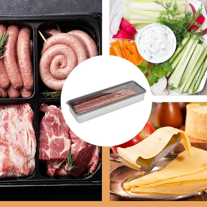 Stainless Steel Airtight Cheese Container with Lid - Bacon Holder, 10.5 Inches Long
