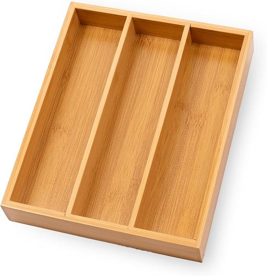 Silverware Organizer Bamboo Kitchen Drawer Organizer Kitchen Utensil Organizers, Flatware Organizer Tray for Flatware, Utensils(Natural)