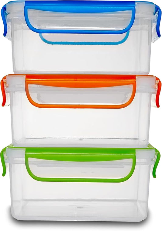 Kitchen & Cabana - 3 Pack of Large Size Sandwich Containers - Reusable, BPA Free Plastic, Snap Shut Lids with Airtight Silicone Seal. Great for Sandwiches, Snacks and Storage. (Jumbo Size - 3 Pack -