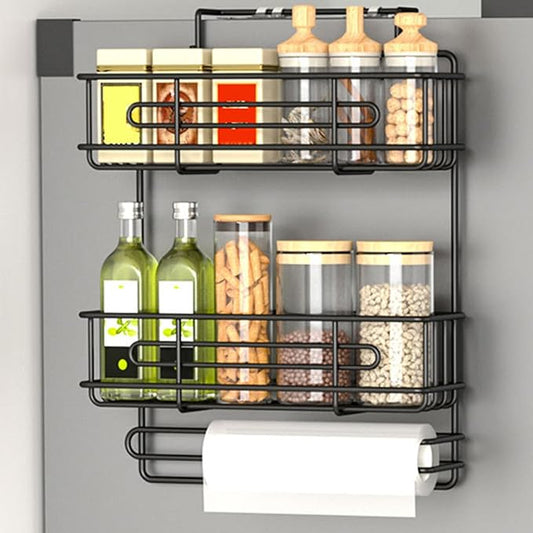 2 Tier Wall Mount Spice Rack Organizer,Spice Rack for Refrigerator, Metal Spice Storage Shelf for Kitchen.