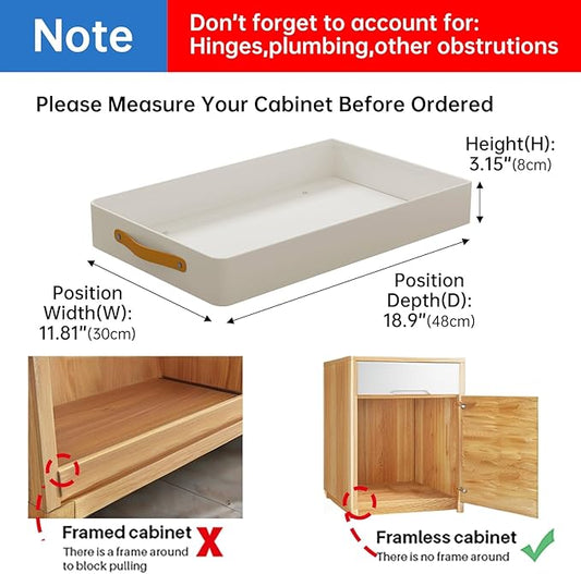 Pull out cabinet organizer, metal heavy duty drawer, under sink pull out home organizer with nano adhesive film fixing for kitchen/storage/bathroom/bedroom,12.2" W x 18.9" D x 3.15" H