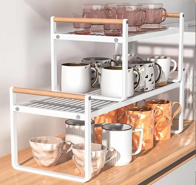 Stackable Wide Countertop Organizer, 13''×8.3''×7.9''Kitchen Bottle racks Organization and Storage, Spices Rack for Counter Shelf Cabinet Shelves Pantry Cupboard Under Sink