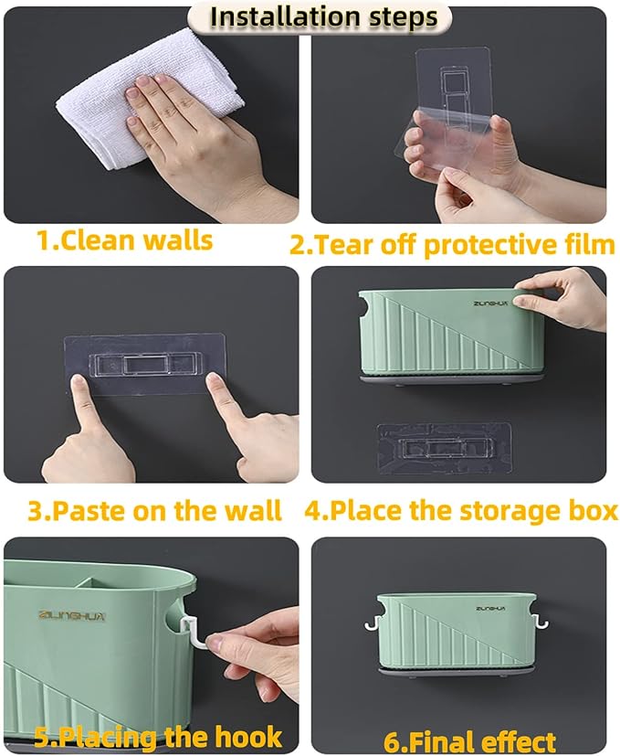 Kitchen Cutlery Drainer Utensil Holder Cutlery Storage Box Wall-Mounted Tableware Storage Holder Utensil Caddy Flatware Organizer Countertop (White)