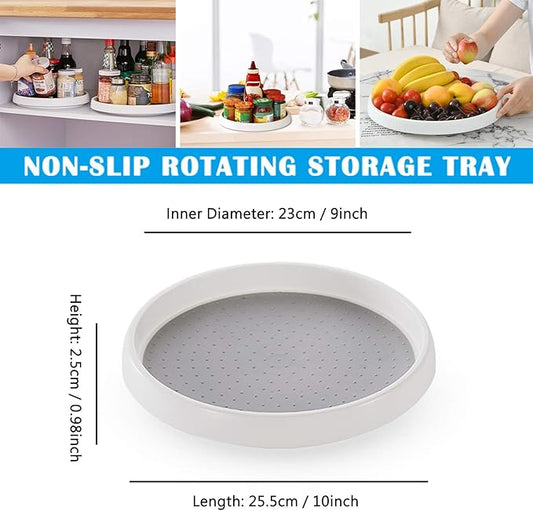 Pantry Lazy-Susan Turntable Cabinet Organizer - 10-inch Non-Skid Spin Spice Rack - 2 Pack Lazy Susans for Fridge BPA Free