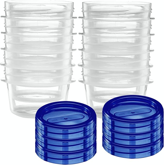 Twist Top Containers Small Food Storage Containers Blue Screw on Lid Reusable Stackable Leakproof Airtight, Pack of 10-4 oz Containers