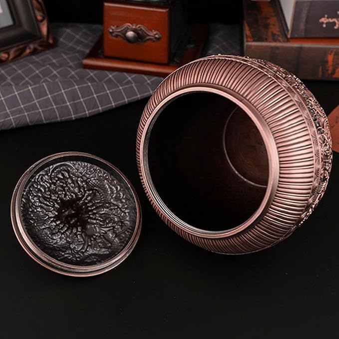 Fockety Tea Canister, Vintage Alloy China Storage, China Dragon Airtight Design Tea Bag Canister, Decorative Loose Tea Storage Container Multipurpose Tea Jar for Kitchen Cabinet