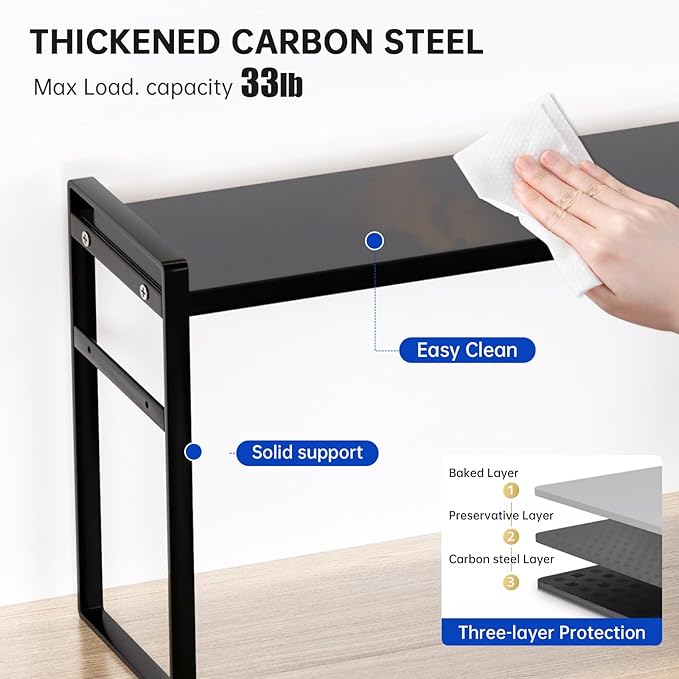 Expandable Metal Spice Organizer Shelf, Standing Small Narrow Rack for Seasonings, Adjustable Kitchen Storage Shelf Countertop (White, L13.7-23.6''*W3.54''H7'')