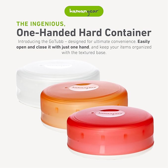 humangear GoTubb | Hard Container | Easy Open | Food-Safe Material, Clear/Orange/Red, Medium