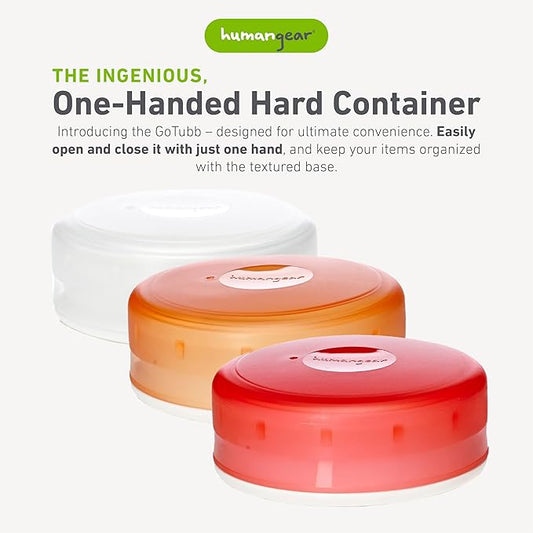 humangear GoTubb | Hard Container | Easy Open | Food-Safe Material, Clear/Orange/Red, Medium