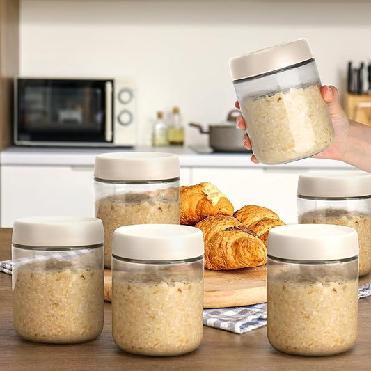 6-Pack 16oz Glass Jars with Lids for Food Storage Meal Prep Airtight
