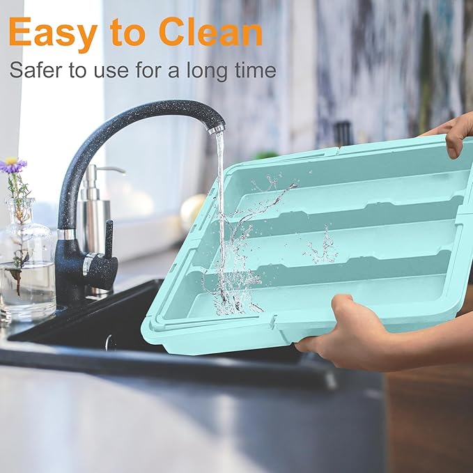 Utensil Drawer Organizer for Kitchen, Expandable Silverware Organizer Cooking Utensils Tray, Large Cutlery and Flatware Holder, Kitchen Tools & Gadgets Storage (Turquoise)