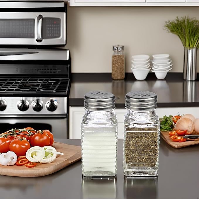 Salt and Pepper Glass Shakers Set Spice Jar (Modern)