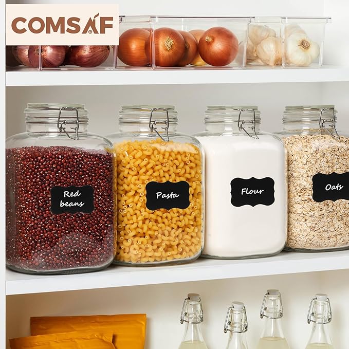 ComSaf 1 Gallon Glass Jar with Lid, Flour Sugar Storage Containers 128oz, Cereal containers storage, Glass Jars with Airtight Lid, Large Storage Containers with Lids for Pickled Egg, Herb, Set of 2