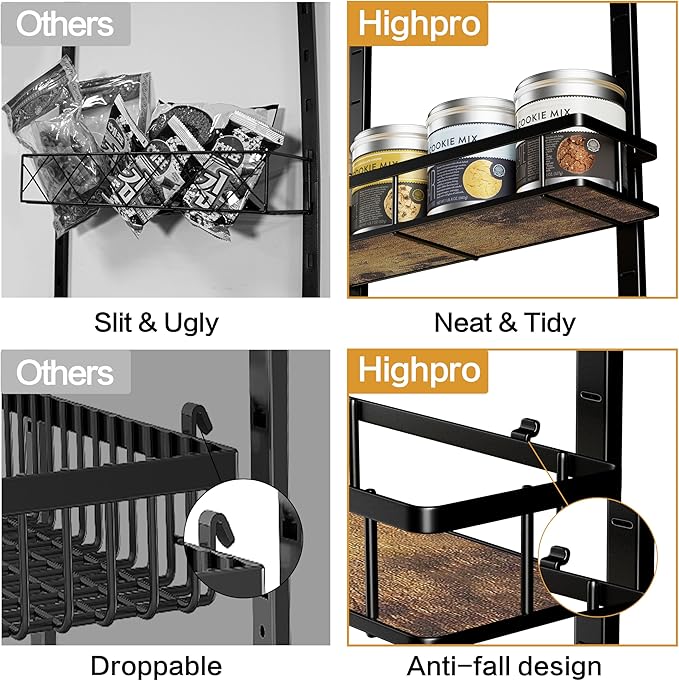 Highpro 8-Tier Over the Door Pantry Organizer, Pantry Organization and Storage Rack, Metal Hanging Spice Rack Shelves, Home & Kitchen, Closet, Laundry Room Bathroom Organization,Black