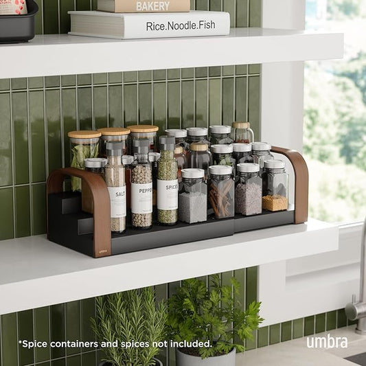 Umbra Bellwood Three-Tier Spice Shelf, Black/Walnut