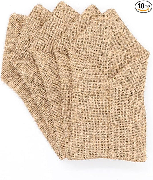AOKQYA Silverware Pouches for Table Burlap Utensil Holder Pouch Burlap Flatware Pouch for Cutlery Wedding Table Setting 10 Pieces (Triangle)