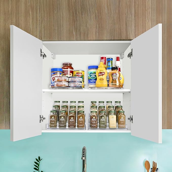 Sorbus Pantry Spice organizer Set, 3-Tier Seasoning Organizer for Cabinet (2 Pack) and Lazy Susan Spice Rack Turntable 9-Inch, Spice Organization for Cabinet, Condiment Organizer Pantry & Refrigerator