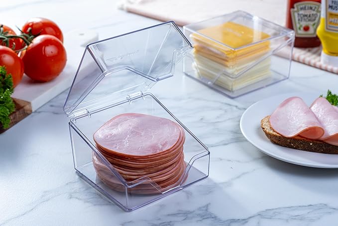 Mini Deli Keeper | Food Storage Container with Hinged Lid | Small Cold Cuts and Cheese Organizer for Refrigerator | Dishwasher Safe | Made in USA
