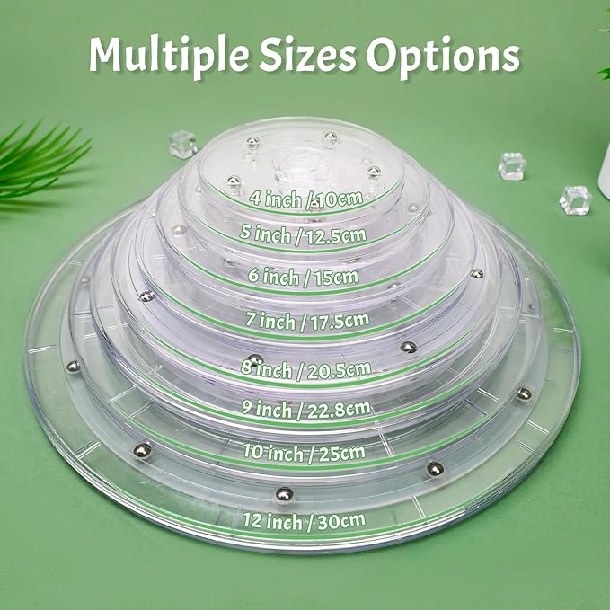 6 inch Clear Lazy Susan Turntable Acrylic Organizer Heavy Duty Ball Bearing Revolving Display Base Kitchen Pantry Spice Cabinet Stand Decorating