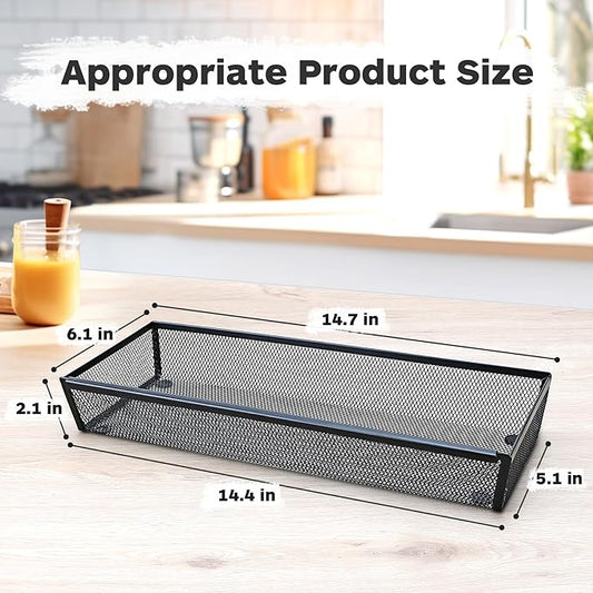 Smgmg Silverware Drawer Organizer, Silverware Organizer for Drawer, 2 Pack 14.7" X 6.1" X 2" Utensil Organizer for Kitchen Drawers, Kitchen Drawer Organizer for Large Utensils with Interlocking Arm