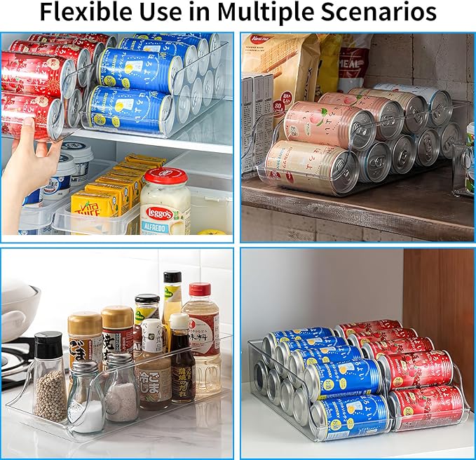 2 Pack Soda Can Organizer, Refrigerator Beverage Organizer with Sliding Tray, Suitable for Refrigerator/Cabinet/Countertop Soda Can Organizer. (2 PACK)
