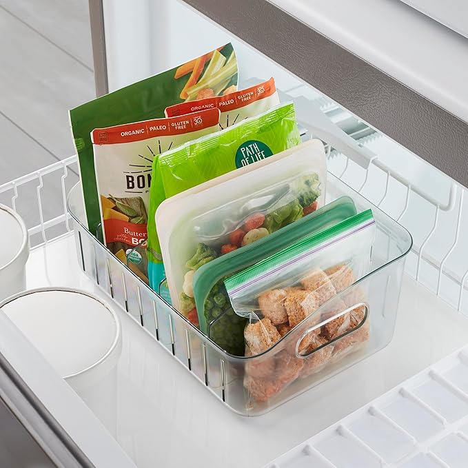YouCopia FreezeUp Freezer Bin 12", BPA-Free Fridge Organizer with Adjustable Dividers and Handle for Frozen Food and Leftovers