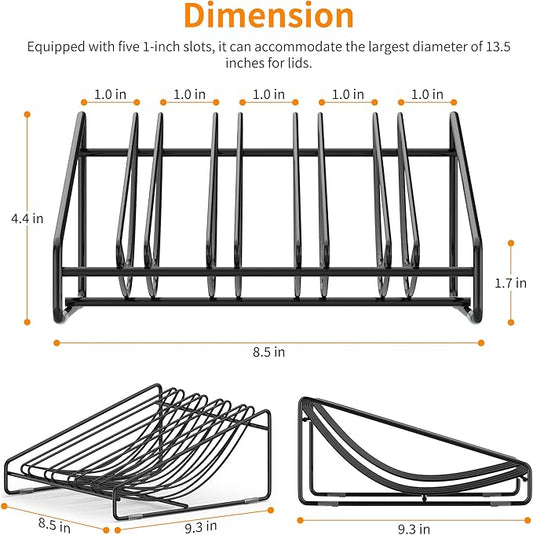 Pot Lid Organizer Rack, 5-slot Holder for Pot and Pan Lids, Space-Saving Kitchen Cabinet Organizer, Pan Lid Organizer,Pot Lid Holder,Side-Access Design