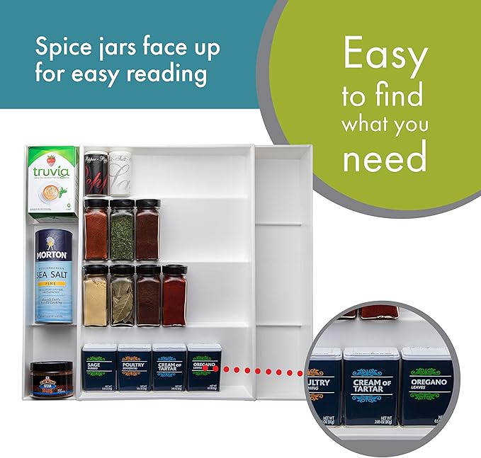 Dial Industries Expandable Kitchen Drawer Spice and Season Jar Organizer Tray