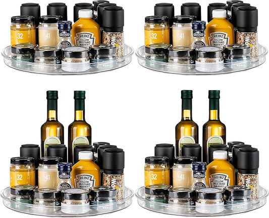 vacane 4 Pack Turntable Organizer Non-Skid, Large 13" Cabinet Lazy Susan Clear Turntable Organizer for Pantry Lazy Susan Organizer, Storage Containers for Kitchen, Countertop