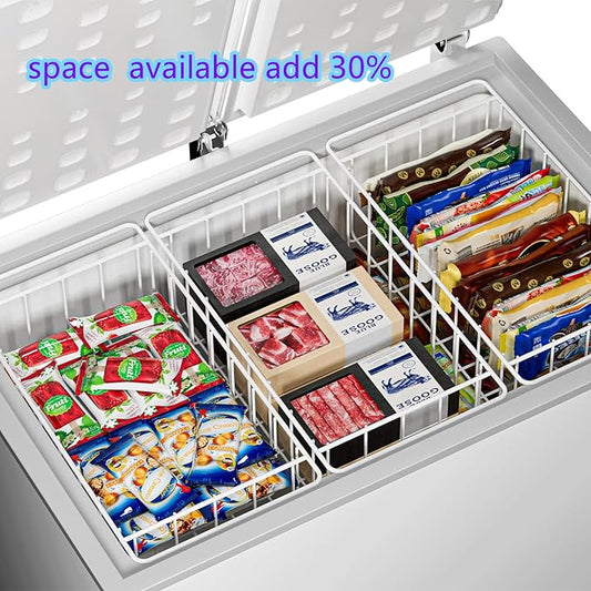 16.5 Inch Chest Freezer Organizer Storage Baskets Bins Metal Wire, Settle freezer chaos and reduce food waste effectively, Durable, Fully Use Space, Improve Air Circulate, 4 Pack