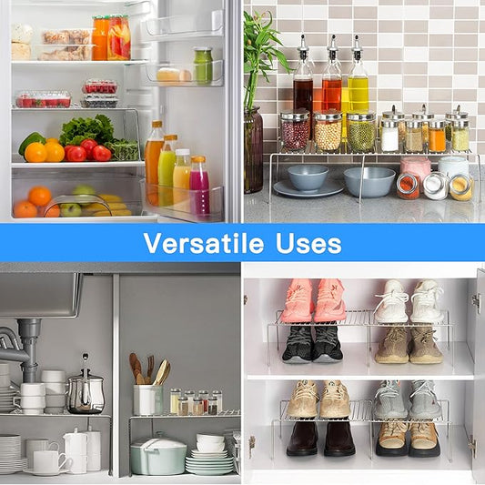 Tomorotec Stainless Steel Expandable Kitchen Storage Organizer Spice Rack Cabinet Organization Heavy-Duty Rustproof Shelf, Adjustable Durable Rack Space Saving Countertop Drawer Cabinet Pantry (2)